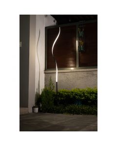 Lámpara tipo estaca moderna torcida negra 1 luz LED solar 24720