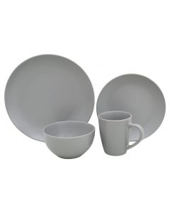 Vajilla de cerámica 16 piezas gris mate