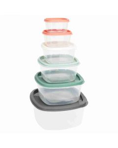 Set 6 piezas contenedores para alimentos plástico traslucido excellent houseware