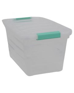 Caja plástica, 24 litros, 26 x 46 x 31cm, clic, cristal transparente