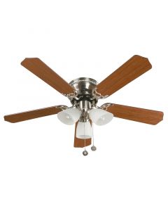 Ventilador techo 42" 5 aspas 3 luces níquel satinado designers lighting (Agregue 2 al carrito pague 1)