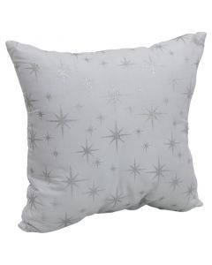 Cojín navideño estrellas plateado 45 x 45 cm (agregue 3 al carrito pague 2)