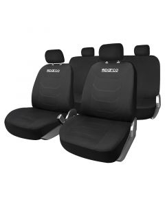 Cubreasientos de poliéster negro 9 piezas sparco