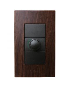 Toma corriente T y J, dimmer 200w, negro roble, linea modular