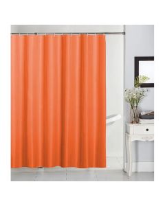 Set cortina de baño poliéster naranja suave 183x183 cm incluye 12 ganchos plásticos