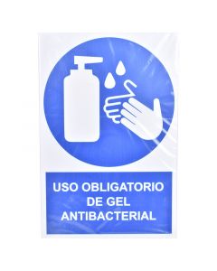 Rotulo uso obligatorio gel antibacterial 30x20cms