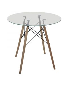 Mesa vidrio-madera transparente, 100x100x72  basic living