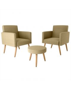 Set 2 sofás y ottoman Dallas beige