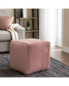 Taburete ottoman de terciopelo rosa salmón