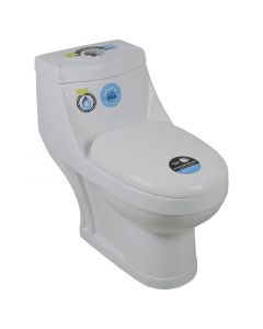 Inodoro dante una pieza, blanco, elongado, descarga doble, aqua nouva