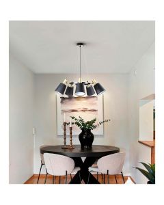 Lámpara colgante moderna negro y dorado 5 luces e27 33646-2