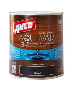 Barniz 3 en 1 base agua alcala aquavar 1/4 galón