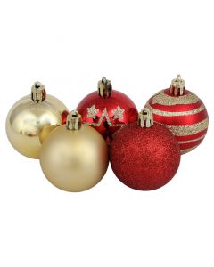 Esferas navideñas, 5cm, 15 piezas, rojas y doradas