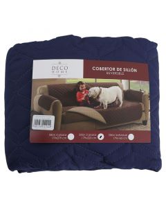 Cobertor de sillón 2 plazas 179 x 223 cm azul y gris