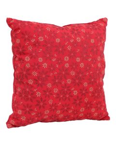 Cojín navideño 45 x 45cm, rojo con pascuas rojas brillantes y doradas (agregue 3 al carrito pague 2)