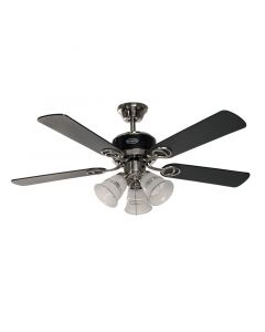 Ventilador techo 42" 5 aspas 3 luces negro designers lighting