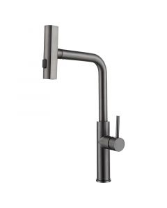 Grifo cocina monomando cuello alto gris gunmetal