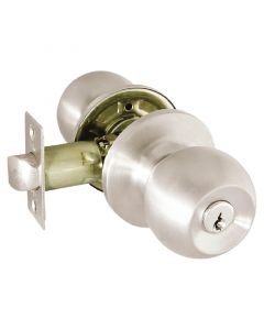 Pomo con llave bolton para dormitorio acero inoxidable satinado