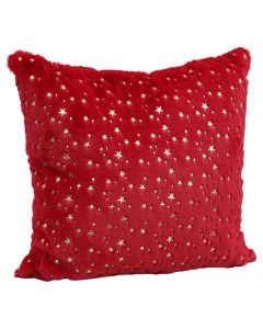 Cojin navideño rojo estrellas doradas 45 x 45 cm