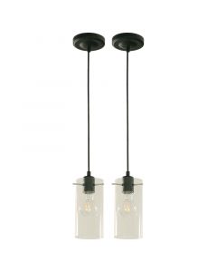 Set de 2 lámparas colgantes, negro, 1 luz, e27, 40w