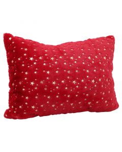 Cojin navideño rojo estrellas doradas 45 x 30 cm (agregue 3 al carrito pague 2)