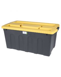 Caja plástica, 125 litros, uso pesado, 39 x 50 x 92cm, negra