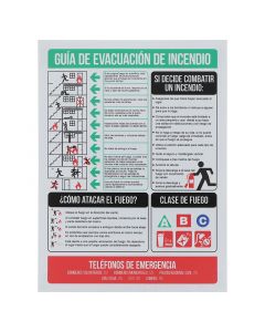 Rótulo instructivo de evacuación 30 x 40 cm