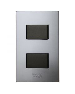 Placa t y j, modulos interruptor doble, 1v, negro plata, línea modular