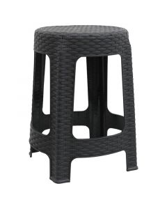 Banco rattan redondo, negro, 48 x 33 x 33cm