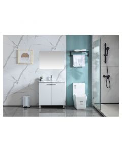 Mueble de baño mexico mdf 80x46x86 cm blanco incluye lavamanos y espejo