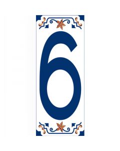 PIEZA AZULEJO NUMERO 6 AZUL 07X18