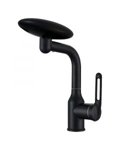 Grifo de lavamanos monomando, cuello bajo negro mate