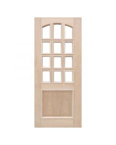 Puerta madera solida jequitiba, pormade, 12 visores 90 x 207 cm 35 mm natural