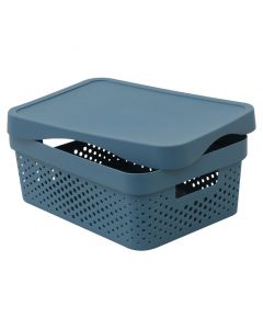 CANASTA DE ALMACENAJE CON TAPA MEADIANA 36 X 27.1 X 13.5CM AZUL