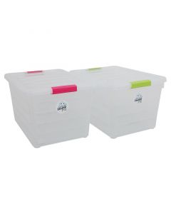 Set de 2 cajas plásticas click, 57 litros, 32 .5 x 41.5 x 56cm, transparente