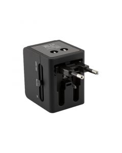 Cargador de viaje internacional 100-250v 2 puertos usb funcional en us, uk, europa, aus, cn