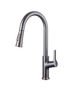 Grifo cocina monomando cuello ganso gris gunmetal