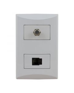 TOMA COAXIAL Y RJ11 BLANCO EAGLE LÍNEA PLATA