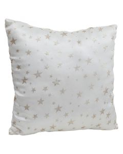 Cojín blanco estrellas doradas, 45 x 45cm (agregue 3 al carrito pagué 2)