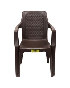 Silla con brazos plástica rattan café Plastimas