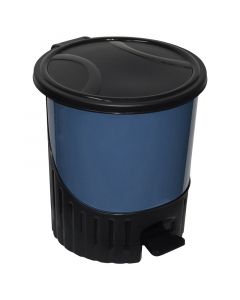 BASURERO PEDAL PLÁSTICO 14 LITROS, 33 X 32 X 32CM, NEGRO CON AZUL