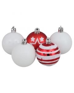 Esferas navideñas, 5cm, 15 piezas, rojas y blancas