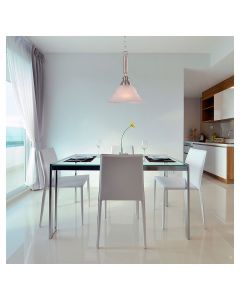 Lámpara Colgante 1 Luz Satinada Con Vidrio Blanco