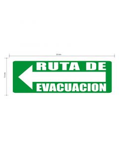 RÓTULO RUTA DE EVACUACIÓN IZQUIERDA 23 X 7.5CM