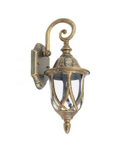 Farol pared 1 luz e27 negro y dorado