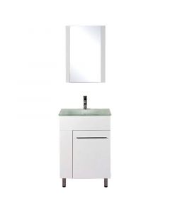 Mueble de baño memphis mdf 60x52x87 cm blanco incluye lavamanos y espejo
