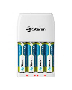 Cargador rápido de baterías aa / aaa incluye 4 baterías aa steren