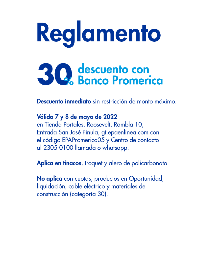 Reglamento 30% descuento con Banco Promerica