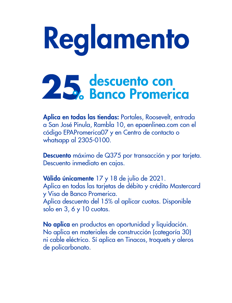 Reglamento 25% descuento con Banco Promerica