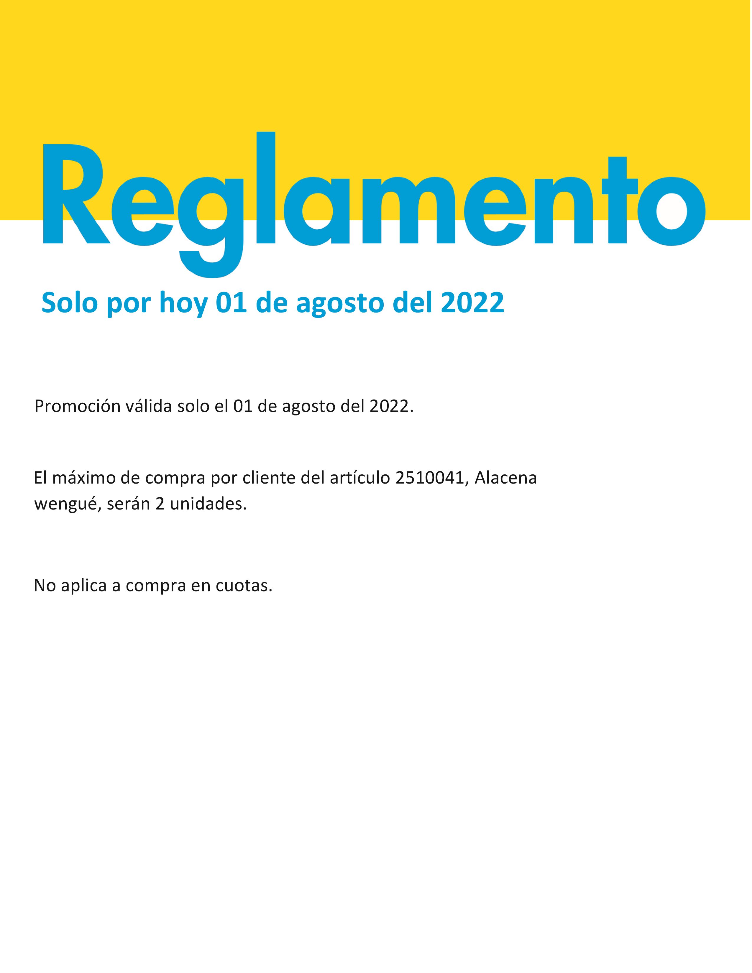 Solo por hoy 01 de agosto de 2022